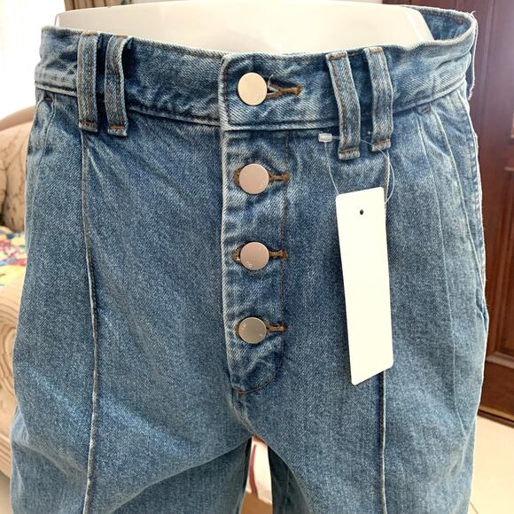 Rokh x GU (Uniqlo) Wide Button Cotton Jeans in Blue - Picture 7 of 15